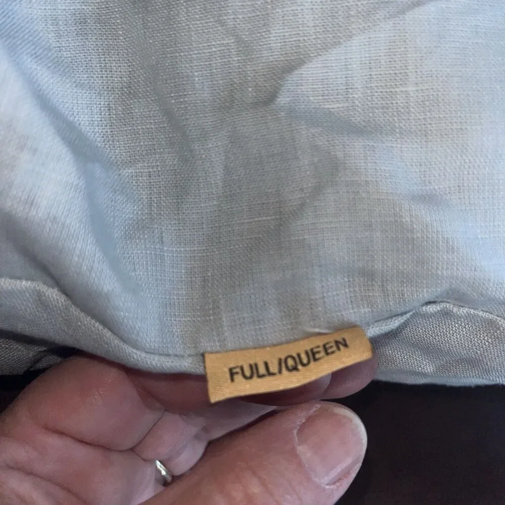 European Linen Duvet Cover Set, Full/Queen, Mist Msrp $154